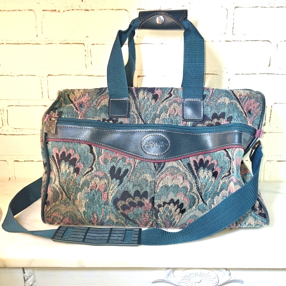 Airway Vintage Tapestry Overnight Weekender Floral Carpet Bag Luggage Carry On